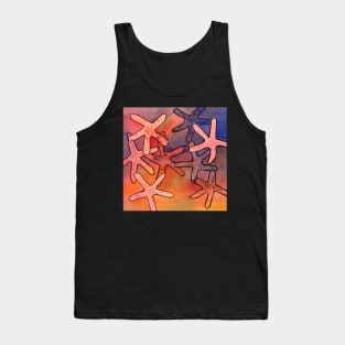 Colorful Starfishes Mixed Media Painting Tank Top